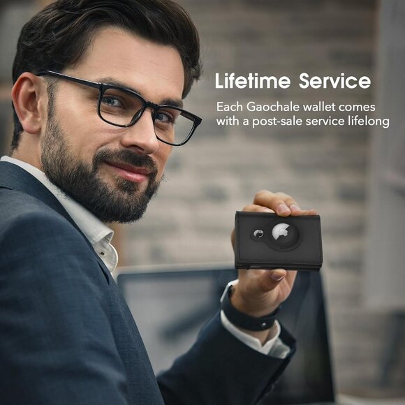 AirTag Wallet Genuine Leather Air Tag Wallet RFID Technology Credit Card Holder - Picture 4 of 9